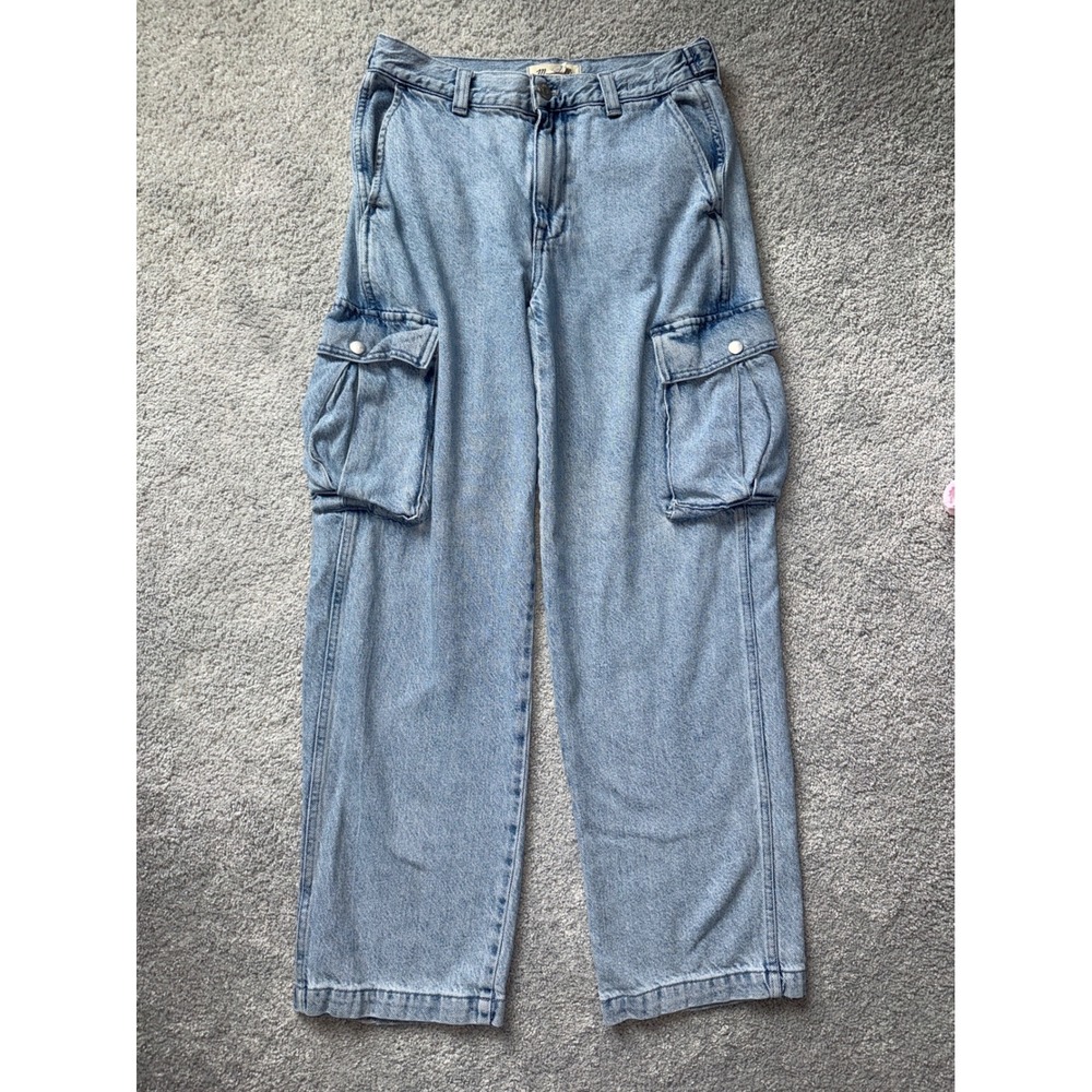 Madewell Low-Slung Cargo Jeansโ Light Wash Wide Leg Denim Pants Womens 25